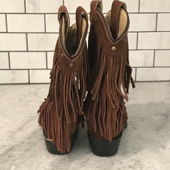 Smoky Mountain Boots Western Boots Youth Size 2 Brown Suede Fringe Cowgirl - Picture 4 of 7